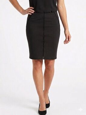 Lime Black Pencil Midi Skirt Mesh Detail Stretch Y2K Bodycon office size S